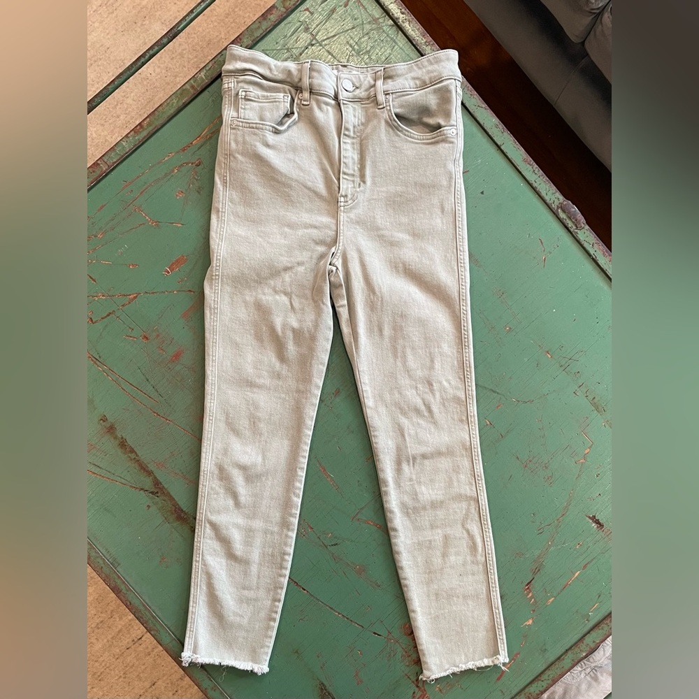 Free People Women's Light Green Skinny Jeans Size 31